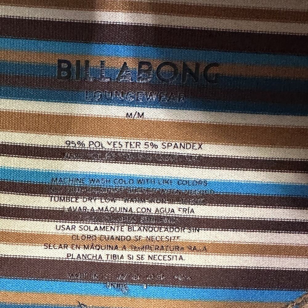 Billabong Mens Pullover Hoodie Top Shirt‎ M Stripes Lounge Summer Long Sleeve - Picture 5 of 8